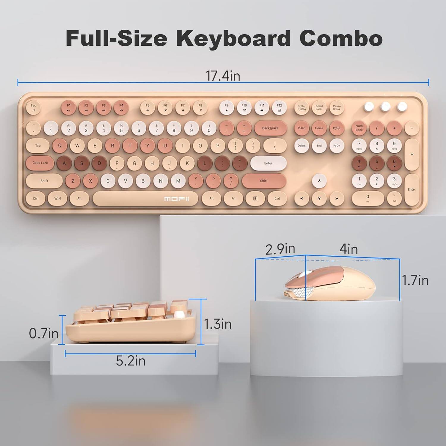 Full-Size Keyboard Combo  
17.4in x 4in x 1.7in x 0.7in x 5.2in  
2.9in x 4in x 1.7in