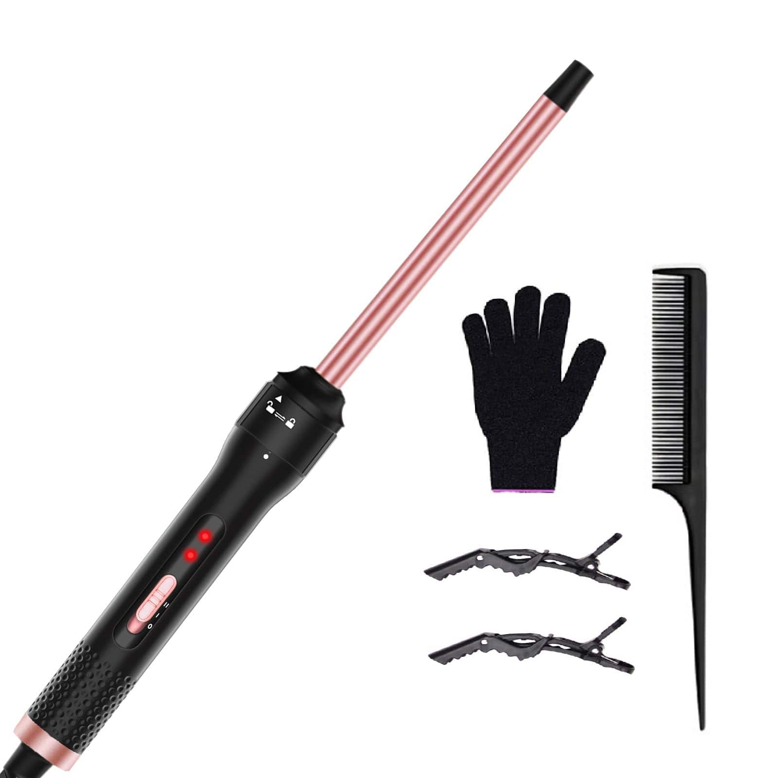 The Best Inks - 3 In 1 Curling Wand Set Iron With 3 Interchangable Ceramic Wands (0.5 -1.25 ) Fast Heating Up Hair Curler - 1/2 inch