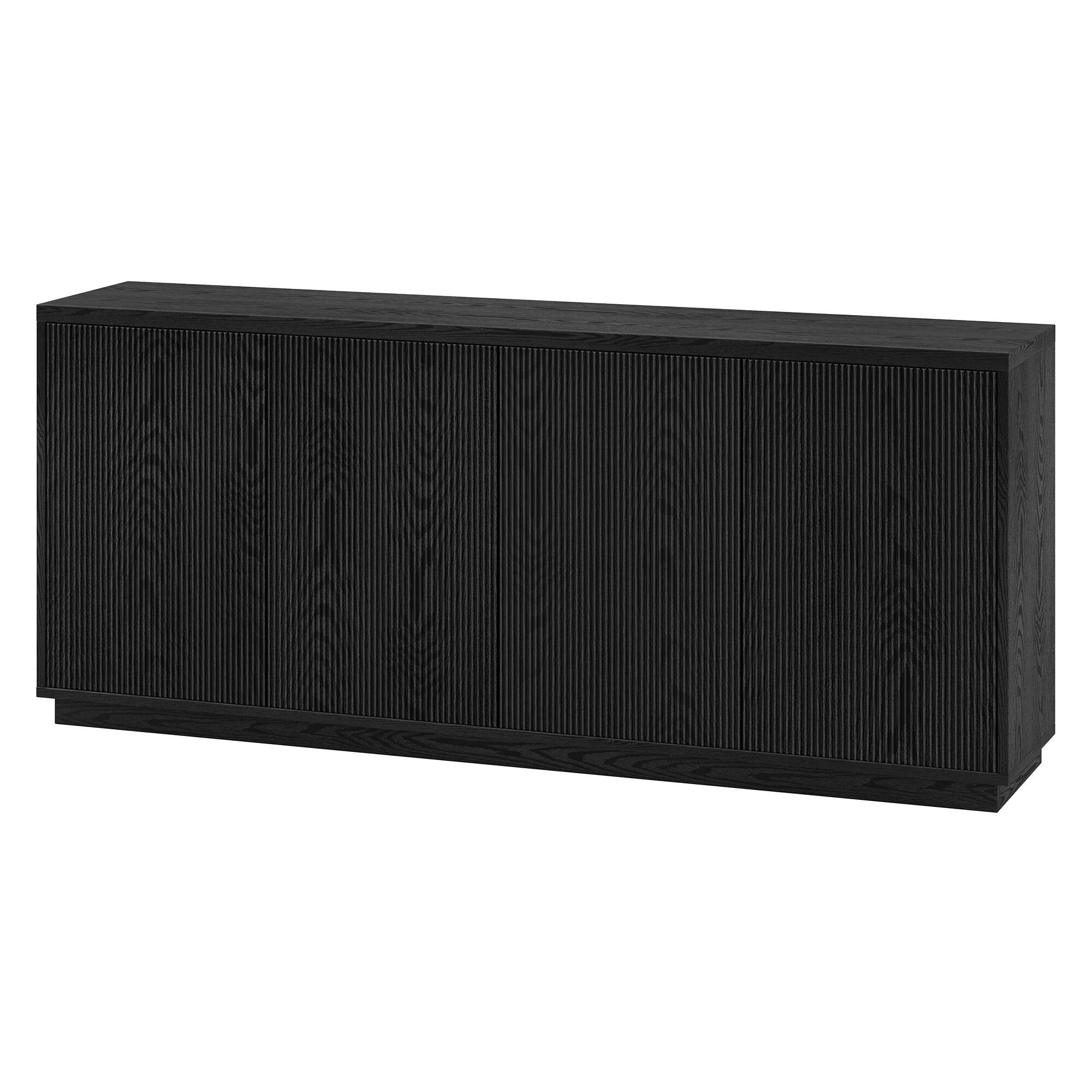 Alt View 2. Hudson&Canal - Alston 68" Wide Rectangular Fluted Buffet Table - Black.