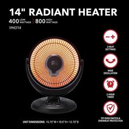 Perfect Aire - 2730 Btu/h 150 sq ft Infrared Electric Parabolic Heater