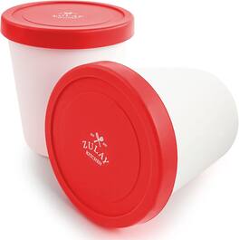 Zulay Kitchen - Large Ice Cream Containers For Homemade Ice Cream - Reusable Ice Cream Container Set with Lids - Red