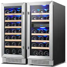 Yeego - 30" Triple Zone Wine Refrigerator, 61-Bottle Built-In Wine Cooler Fridge, Compressor Cooling - Stainless Steel