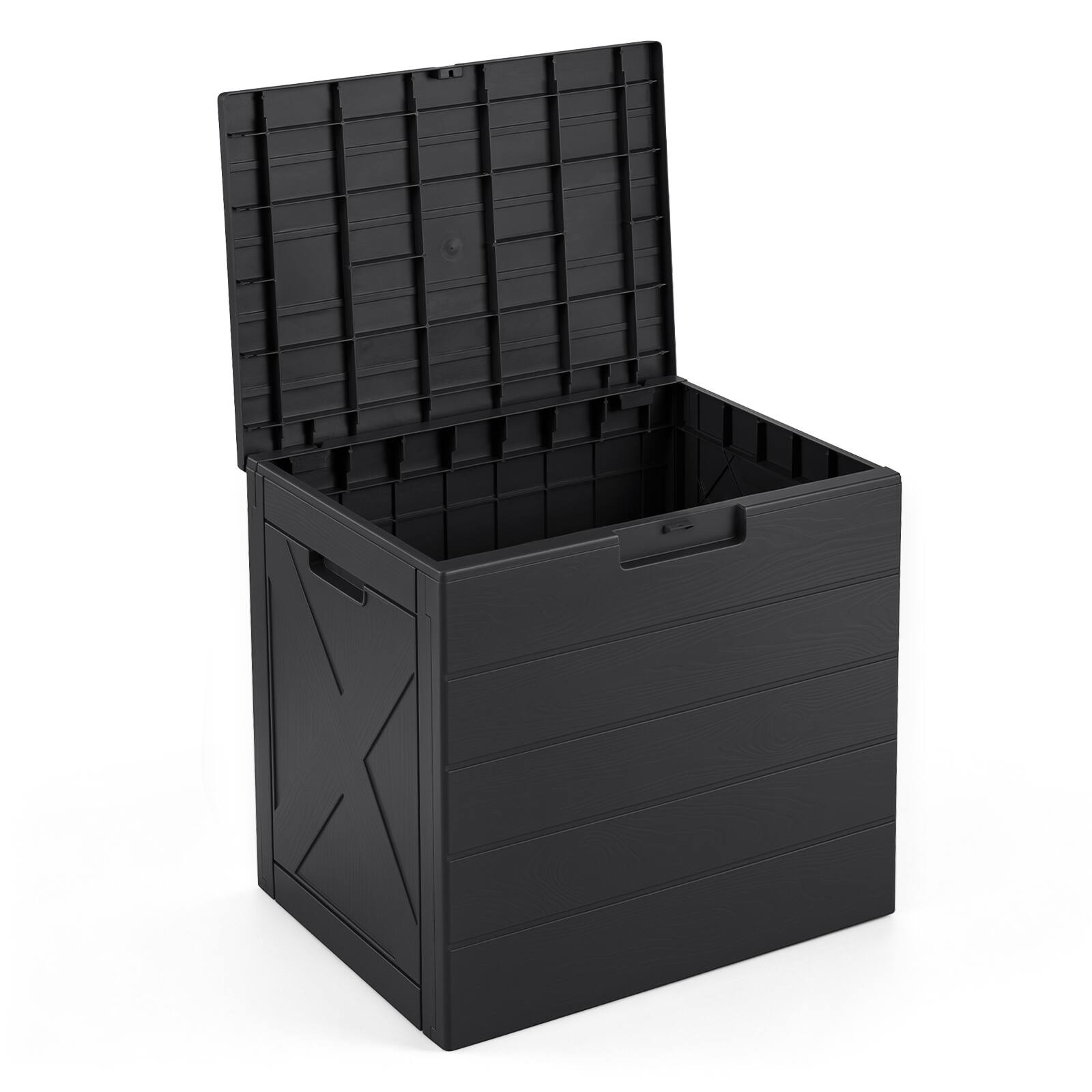 Alt View 9. Costway - Costway Outdoor Deck Box, 25 Gallon Storage Bin with Lid, Carry Handles & Lock Hole - Black.