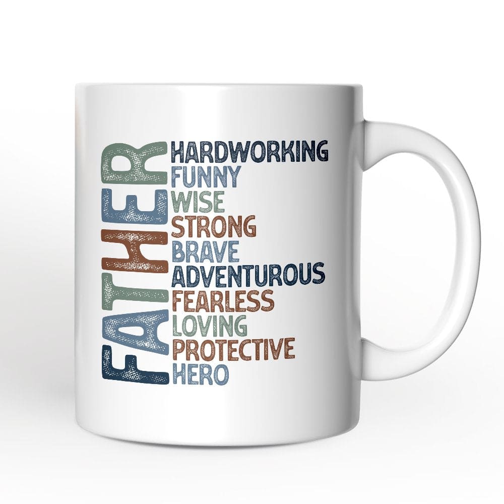 OrnamentallyYou - Father Definition Mug, Inspirational Gift for Hero Dads - White