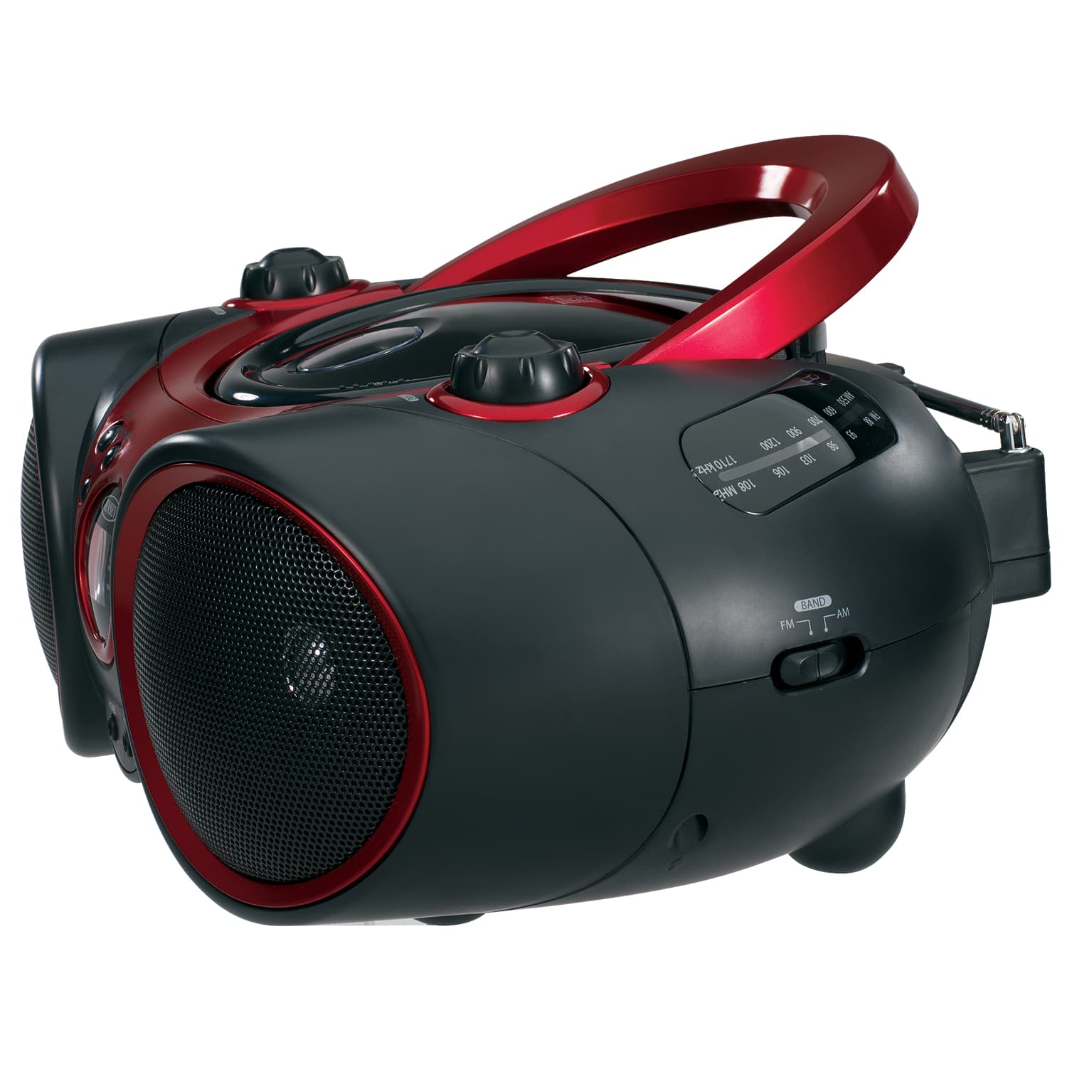 Left. Jensen - Sport Stereo CD Player with AM/FM - Black/Red.