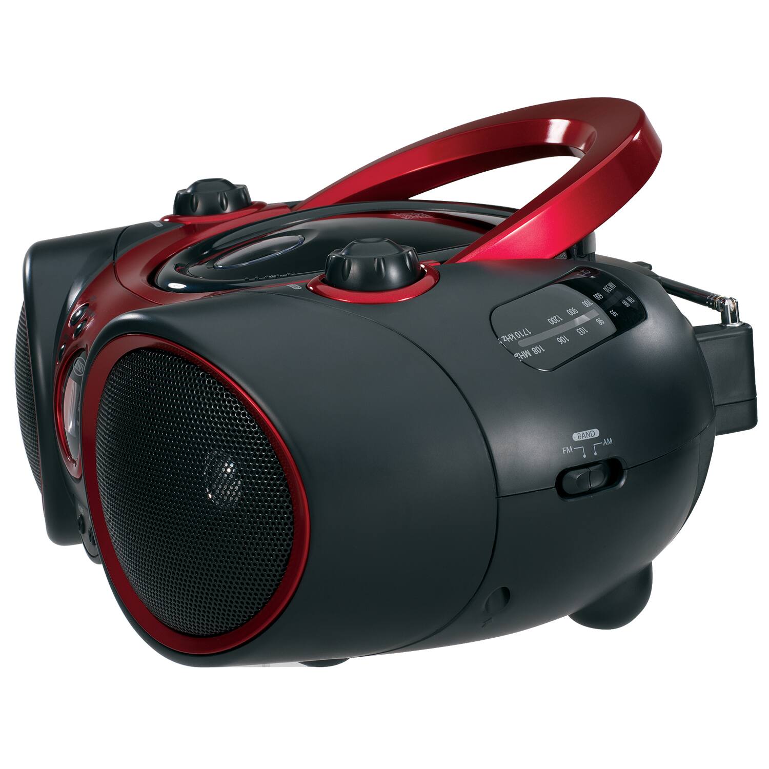 Left. Jensen - Sport Stereo CD Player with AM/FM - Black/Red.