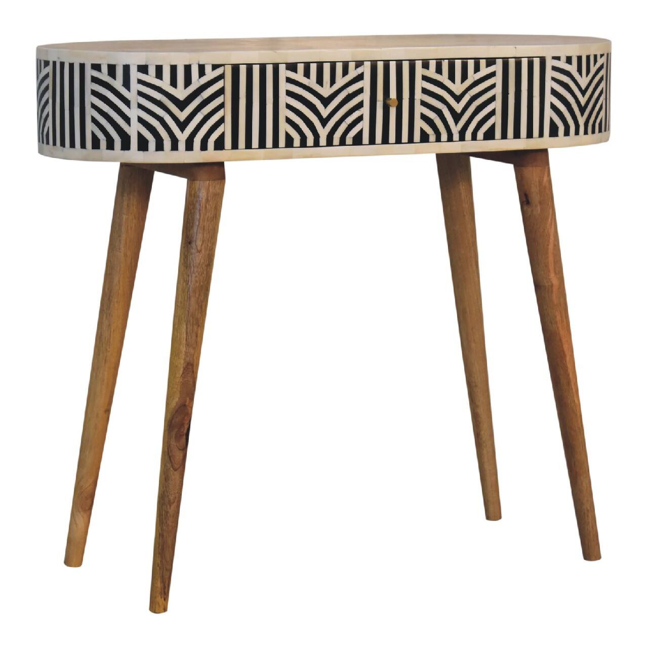 Left. Artisan Furniture - Artisan Furniture Solid Wood Edessa Bone Inlay Console Table - Beige.