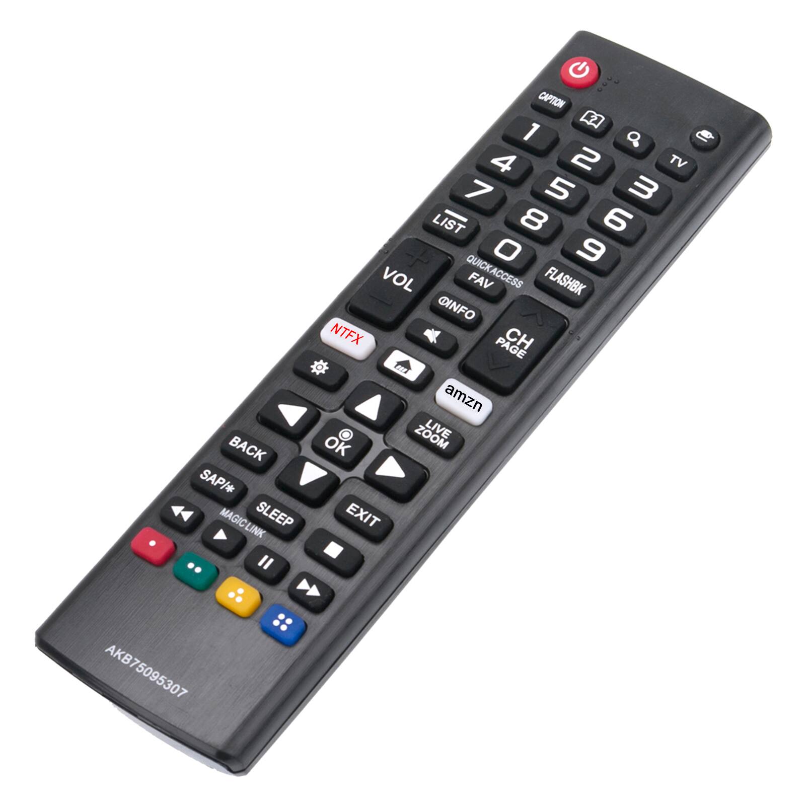 BACK SAP/* MAGIC LINK SLEEP " CAPTION 2 1 a 4 2 TV 7 5 3 LIST - 8 6 0 9 VOL QUICKACCESS FAV FLASHBK @INFO NTFX CH PAGE Lea amzn OK ZOOM EXIT AKB75095307