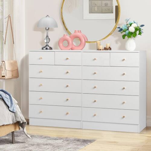 Alt View 8. Winado - Modern 6 Drawer Dresser Tall Dresser Chest of Drawers Anti-Tipping Device Metal Handle for Bedroom Living Room Hallway - White.
