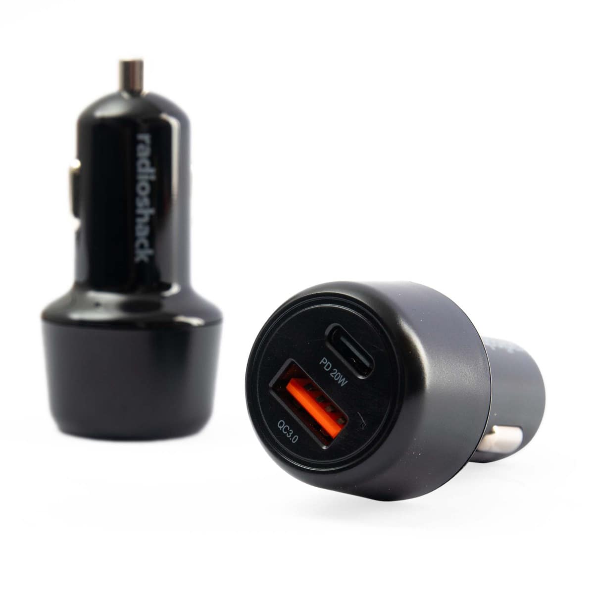 RadioShack - Two Pack QC 3.0 Dual Car Charger with 1 USB and 1 Type C - Black