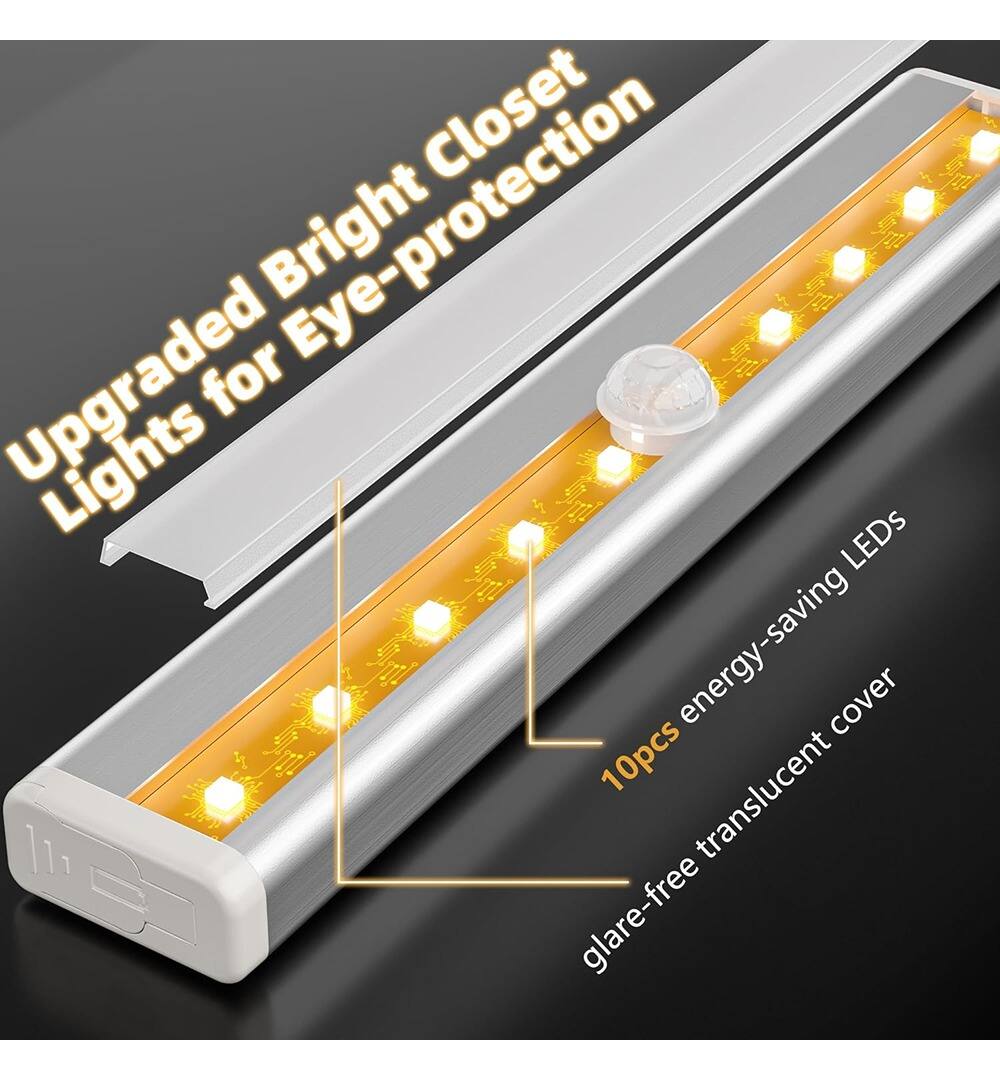 Upgraded Bright Closet Lights for Eye-protection

10pcs energy-saving LEDs

glare-free translucent cover