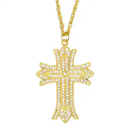 Underwraps - Rhinestone Cross Necklace Adult Costume Accessory - Gold