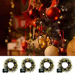 MOVSSOU - 16.4ft Christmas Tree String Lights 4 Pack Christmas Fairy Lights with 8 Modes Battery Operated Indoor Outdoor - Yellow
