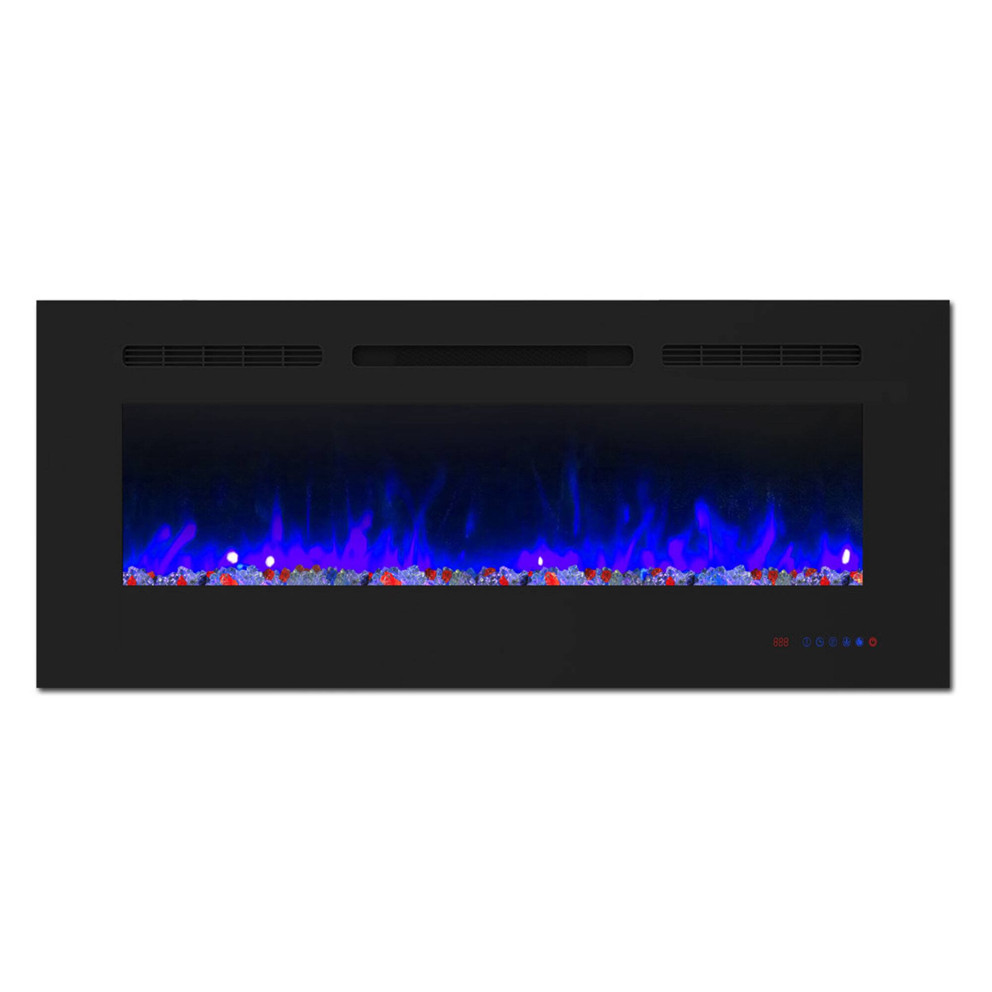 Alt View 5. Ihomeadore - 42" Electric Wall-Mounted  Recessed Fireplace Insert with Remote, Adjustable Flame Color & Speed - Black.