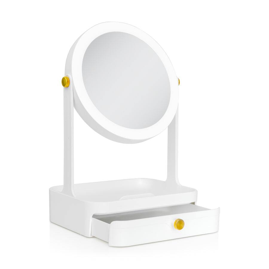 Alt View 4. Zadro - Back-to-School LED Lighted Makeup Mirror with 5X/1X Magnifications, Storage Drawer & Accessories Tray - White.