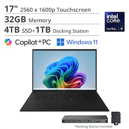 LG - gram 17" Touch Screen Laptop - Copilot+ PC - Intel Core Ultra 9 Series 2 with 32GB Memory - 4TB SSD - Obsidian Black