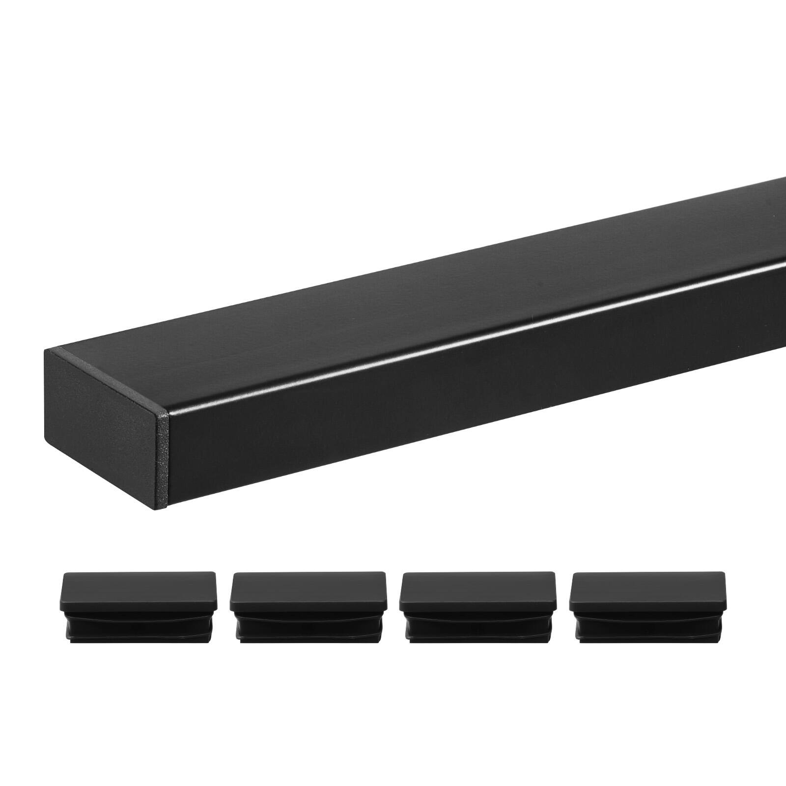 Alt View 5. VEVOR - 6.5 ft Stainless Steel Handrail, Rectangular Top Stair Deck Hand Rail for Outdoor/Indoor Steps with End Cap,Matte Black - black.