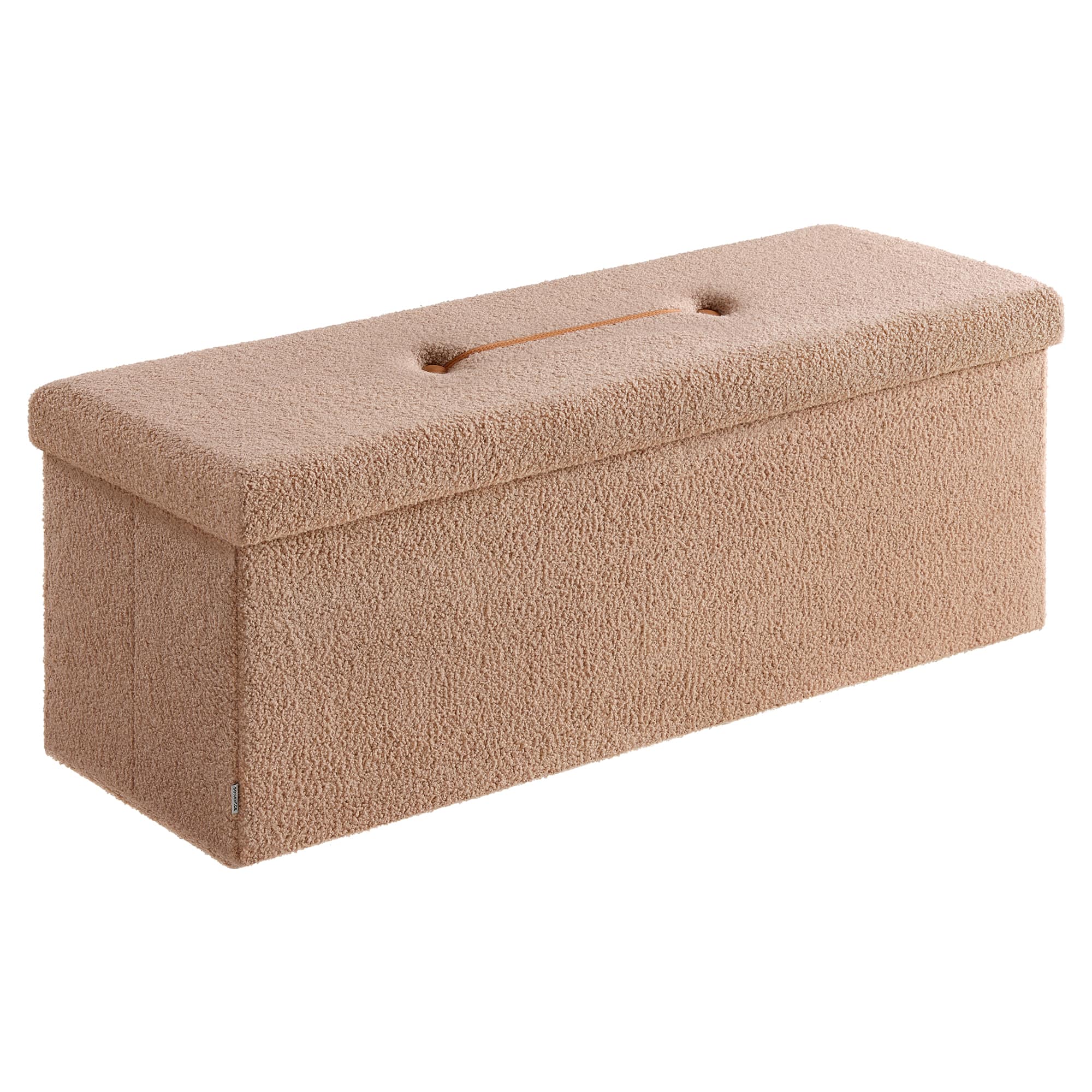 Songmics Home - Storage Ottoman Bench, Storage Chest, 15 x 43 x 15 Inches, Foot Rest Stool, End of Bed Bench, Load up to 660 lb - Camel Brown