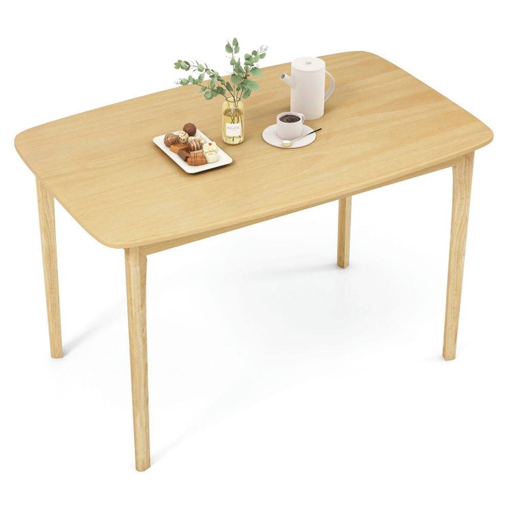 Left. Pefilos - 48 Inch Solid Wood Dining Table with Rubber Wood Supporting Legs for Kitchen Dining Room-Natural, Counter Height Table - Brown.