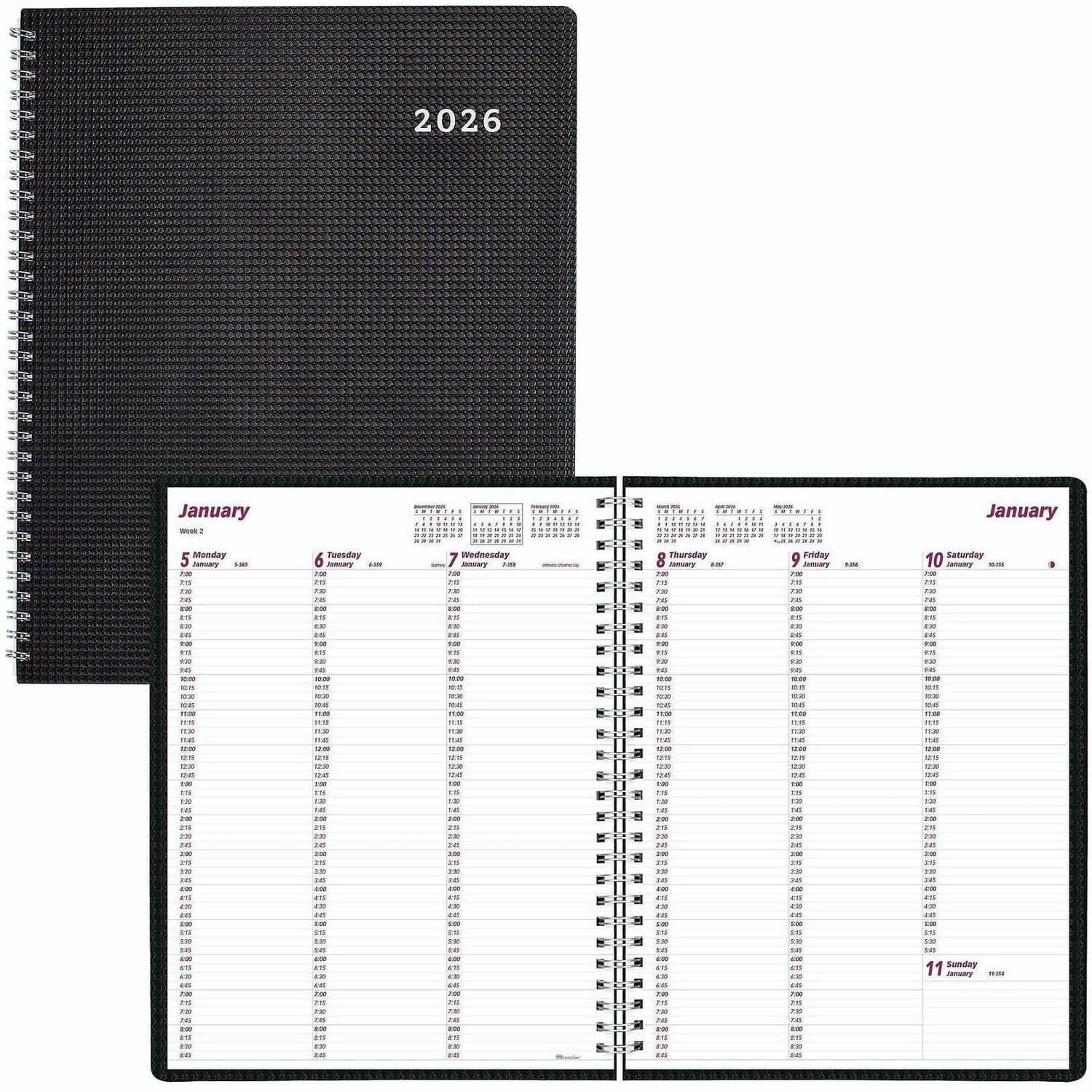 Brownline - DuraFlex Weekly Planner, Weekly, 11 x 8 1/2, Black