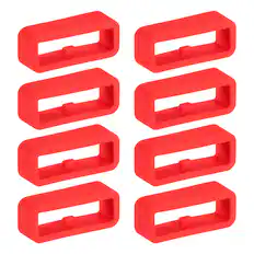 Front. Unique Bargains - Watch Band Holder Loop, 8pcs Universal Silicone Watch Replacement Band Strap Keeper Parts for Smart Sport (18mm) - Red.