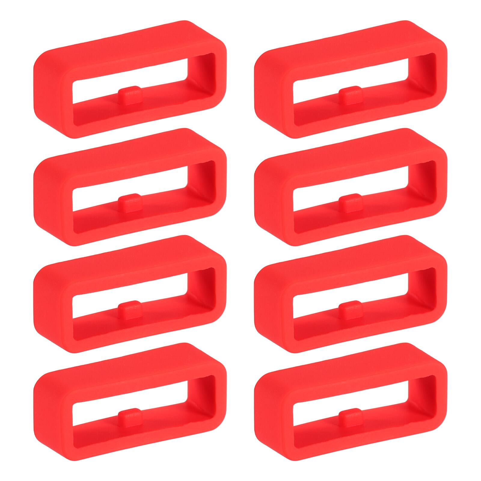 Front. Unique Bargains - Watch Band Holder Loop, 8pcs Universal Silicone Watch Replacement Band Strap Keeper Parts for Smart Sport (18mm) - Red.