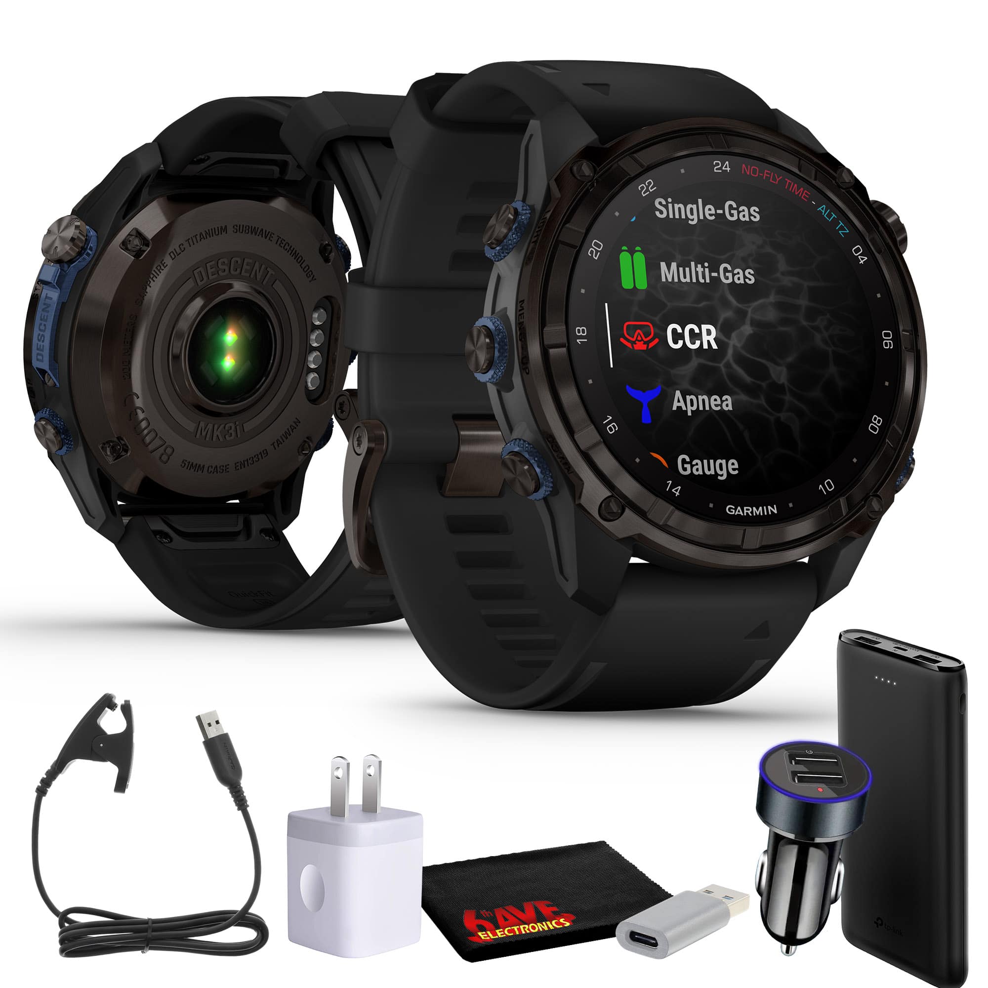Garmin - Descent Mk3i, Dive Computer and Multisport GPS Smartwatch, Black- Bundle - Black - (2025)