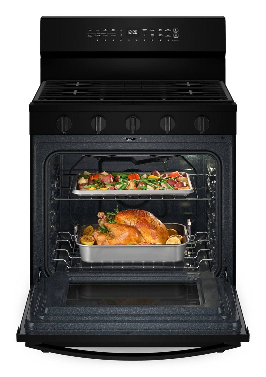 Alt View 3. Whirlpool - 5.0 Cu. Ft. Smart Freestanding Gas Range with Air Cooking Technology, No Preheat Air Fry and Steam/Self Clean - Black.