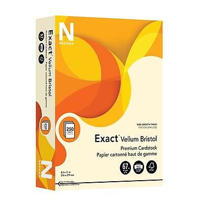 Exact NEENAH Vellum Bristol
Premium Cardstock
Papier cartonné haut de gamme
250 g/m²
67 lb
100% Recyclable
FSC Certified
250 Sheets
8.5" x 11" (216 x 279 mm)