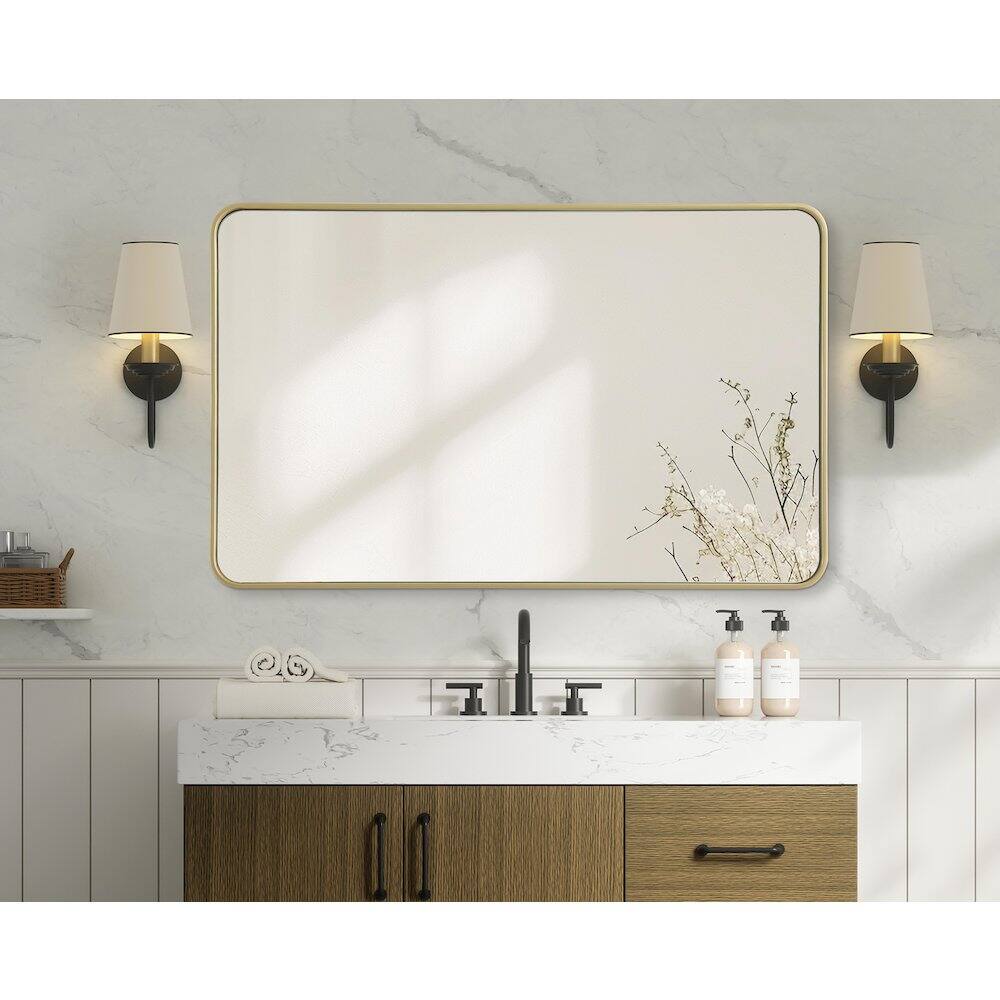 Alt View 3. Elegant Decor - Contour Metal Rectangle Mirror 30x48 in Brass - Brass.