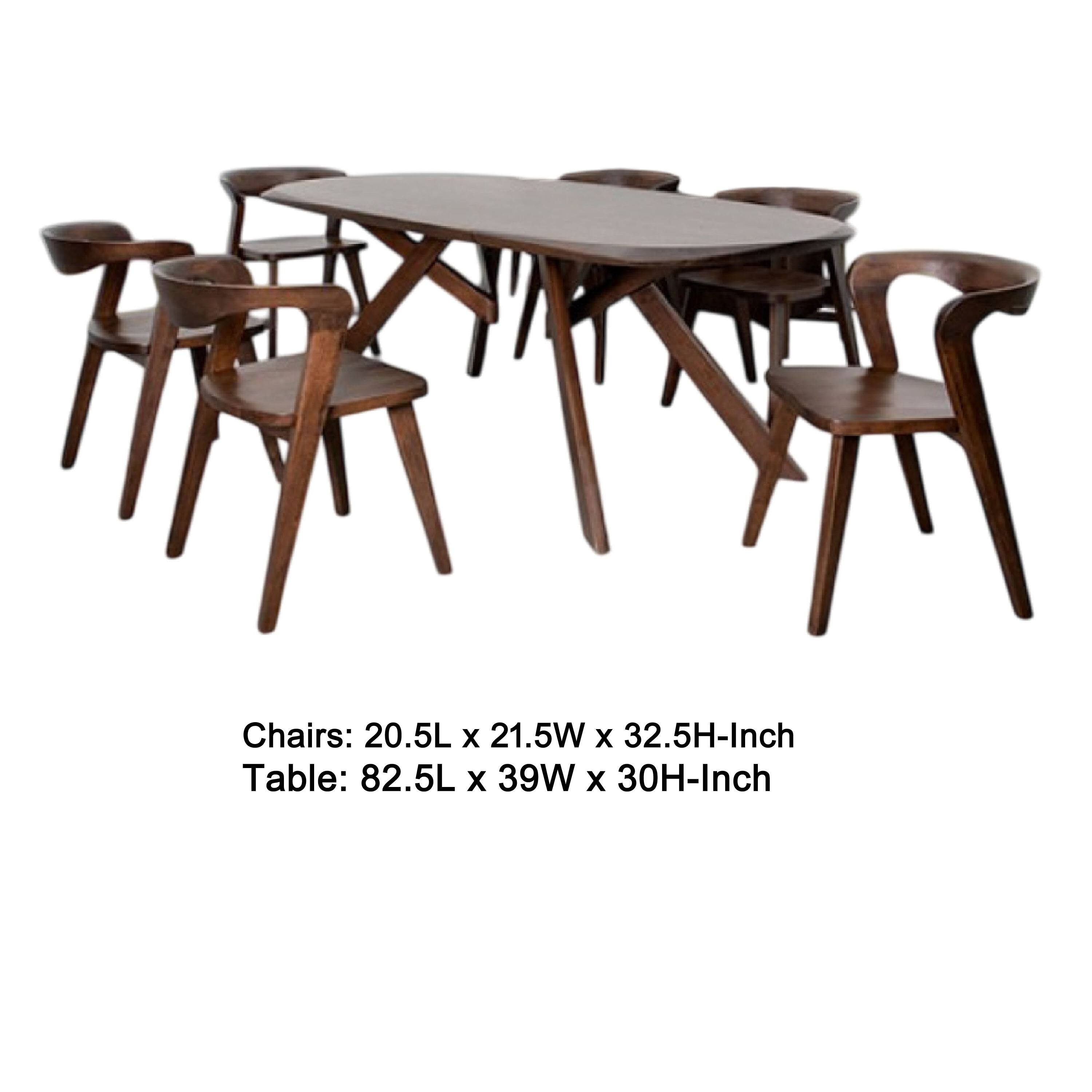 Chairs: 20.5L x 21.5W x 32.5H-Inch  
Table: 82.5L x 39W x 30H-Inch