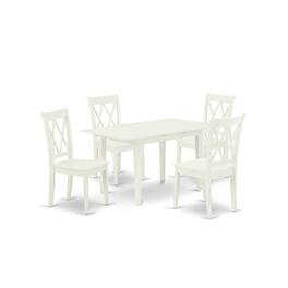 East West Furniture - Dining Table- Dining Chairs - Brown