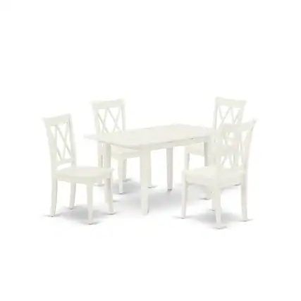 Front. East West Furniture - Dining Table- Dining Chairs - Brown.