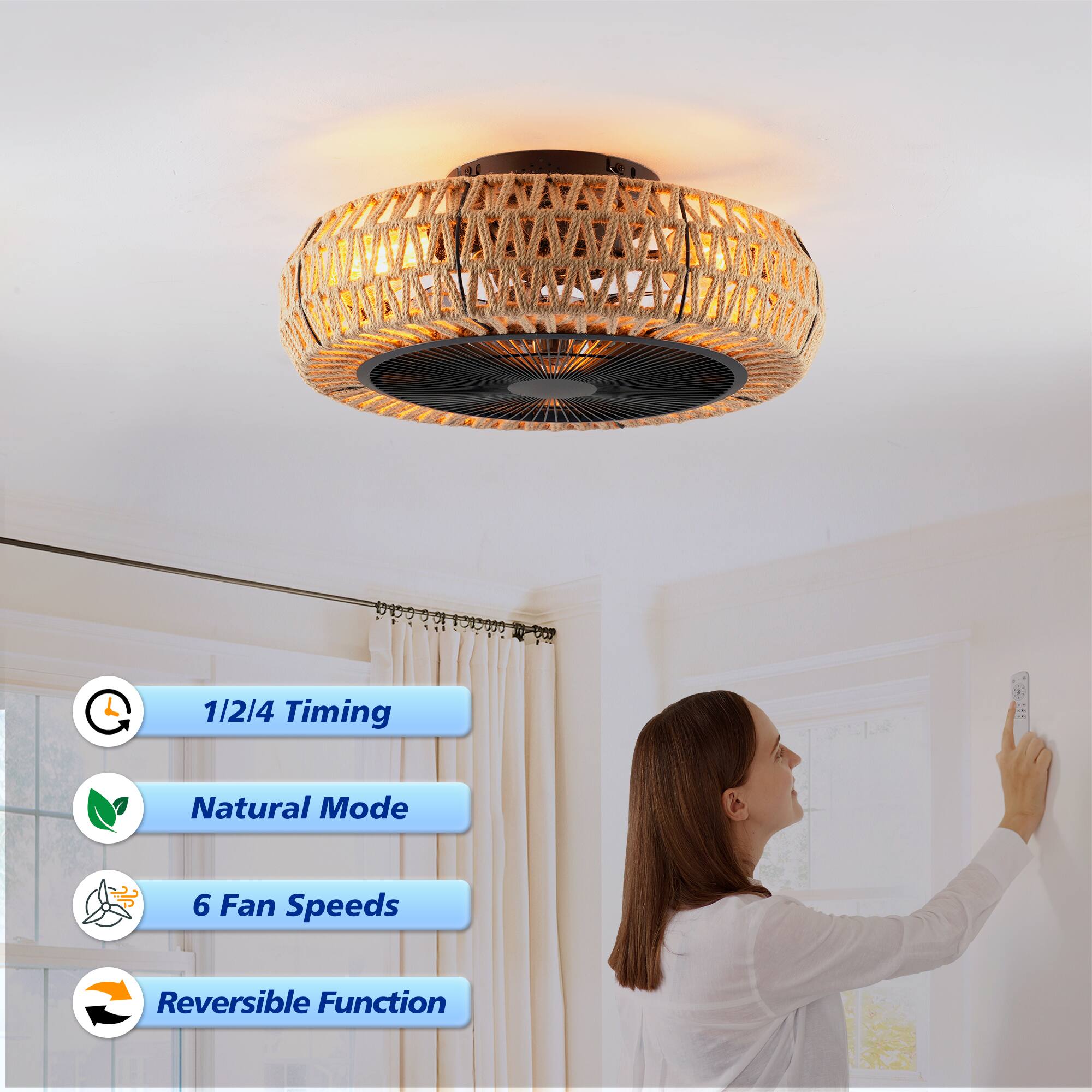 1/2/4 Timing  
Natural Mode  
6 Fan Speeds  
Reversible Function