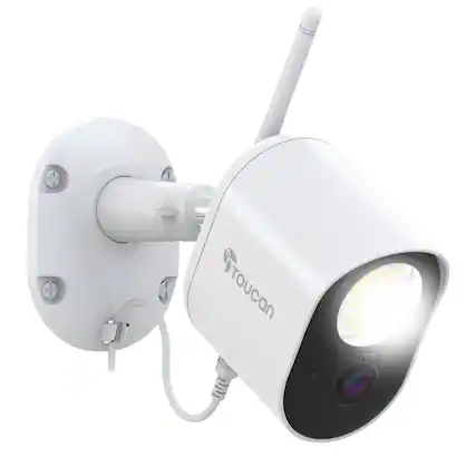 Front. Toucan - Super Bright Security Light Camera - No Subscription Required - White.
