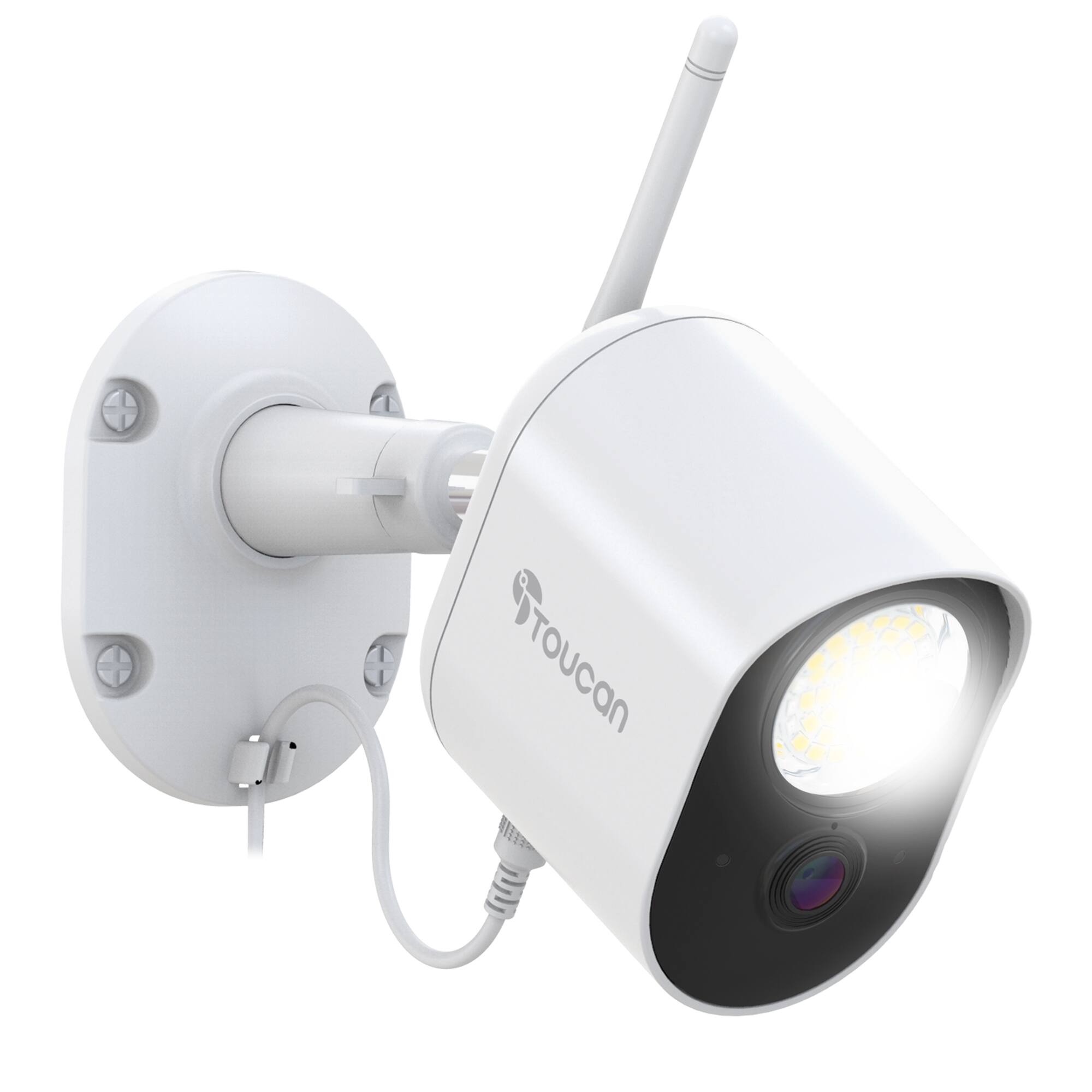 Front. Toucan - Super Bright Security Light Camera - No Subscription Required - White.