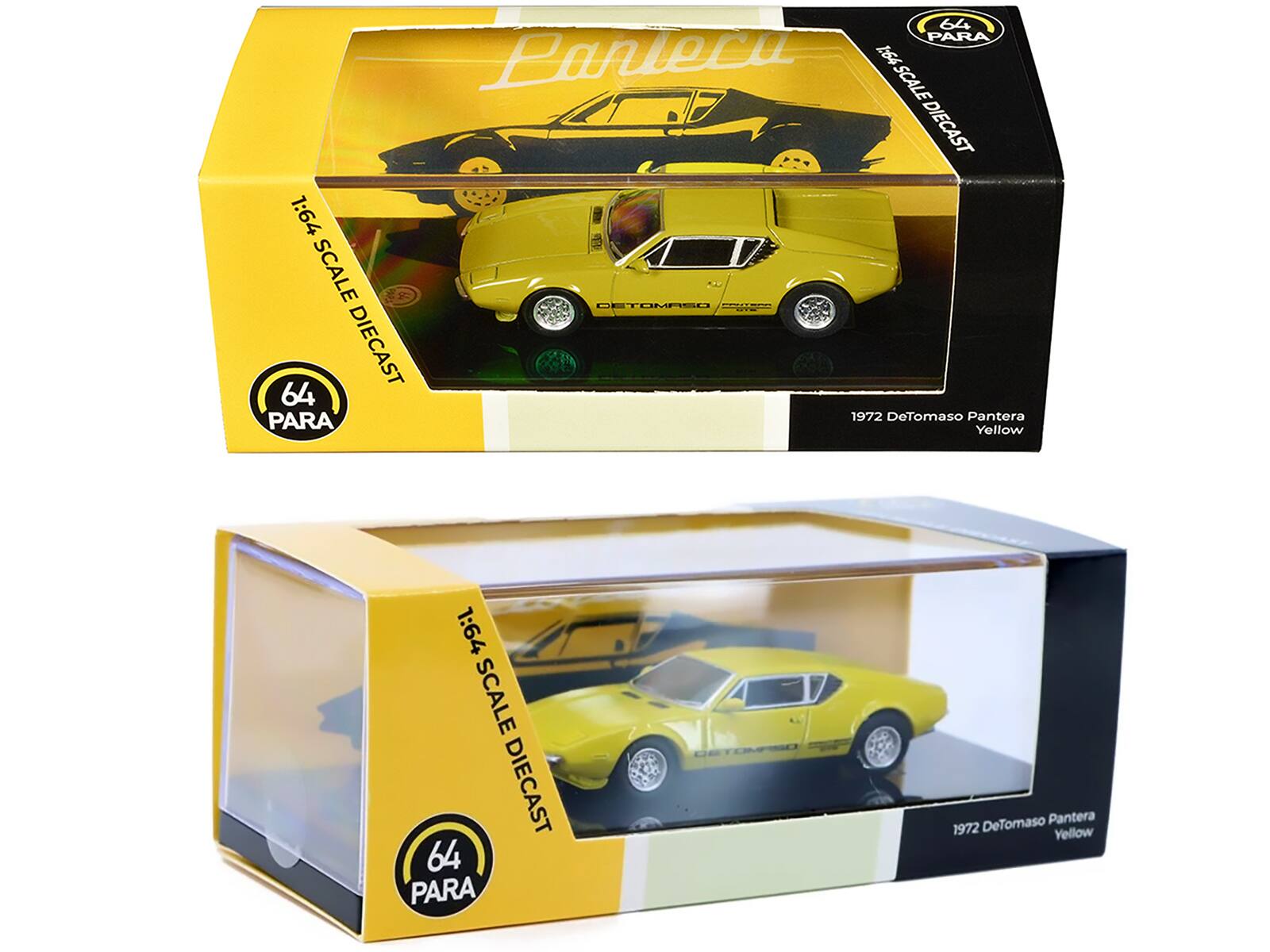 64 PARA 1:64 SCALE DIECAST  
1:64 SCALE DIECAST  
64 PARA 1972 DeTomaso Pantera Yellow  
1:64 SCALE DIECAST  
64 PARA DeTomaso Pantera 1972 Yellow