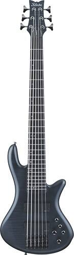 Front Standard. Schecter - Stiletto Studio-6 6-String Full-Size Electric Bass Guitar - Black Satin.