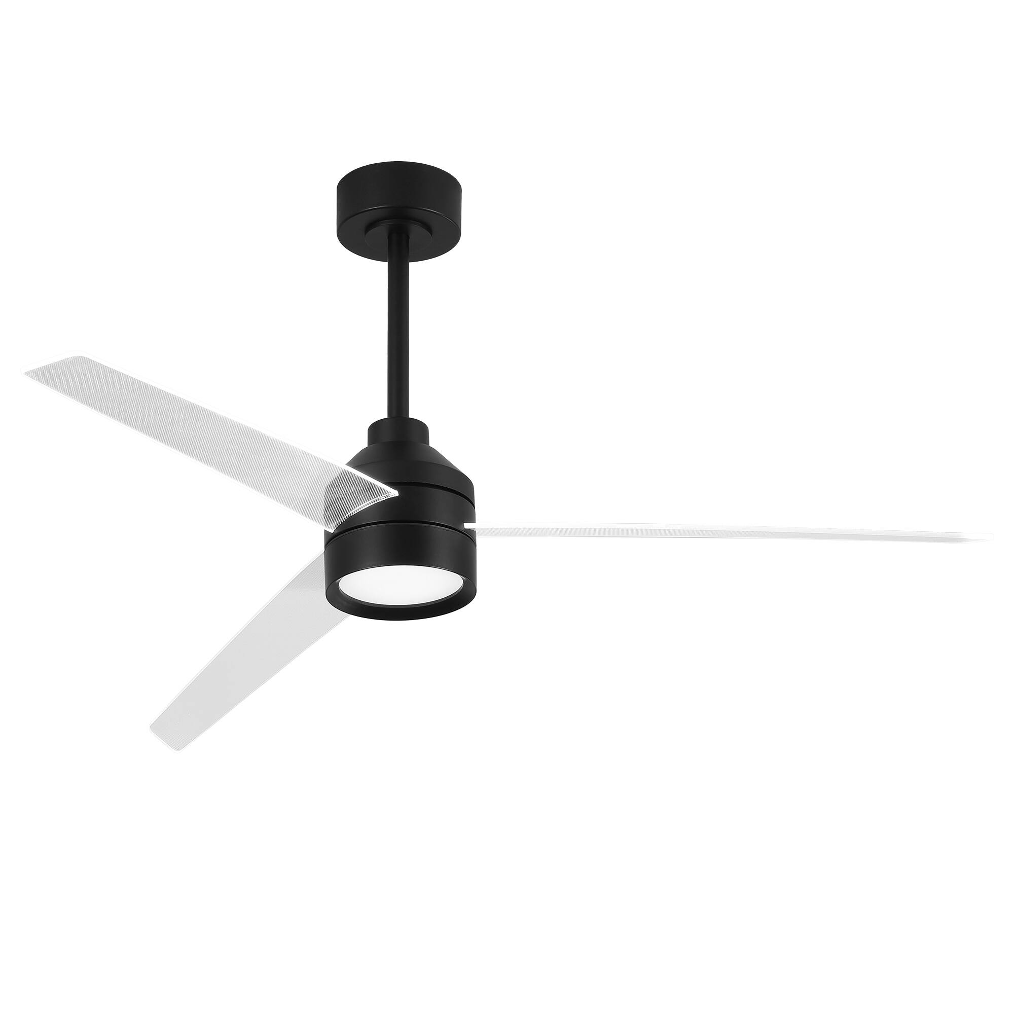 Left. Vaczon - 55" Transparent Blade Propeller Dimmable Ceiling Fan with LED Lights and Remote Control - Black.