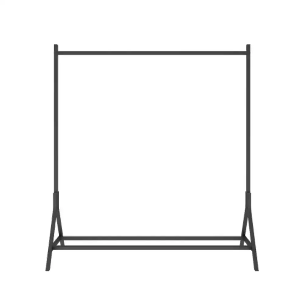 Left. LUCKY ONE - Freestanding Single Pole Garment Rack w/ Shoe Shelf Black Industrial - Black.