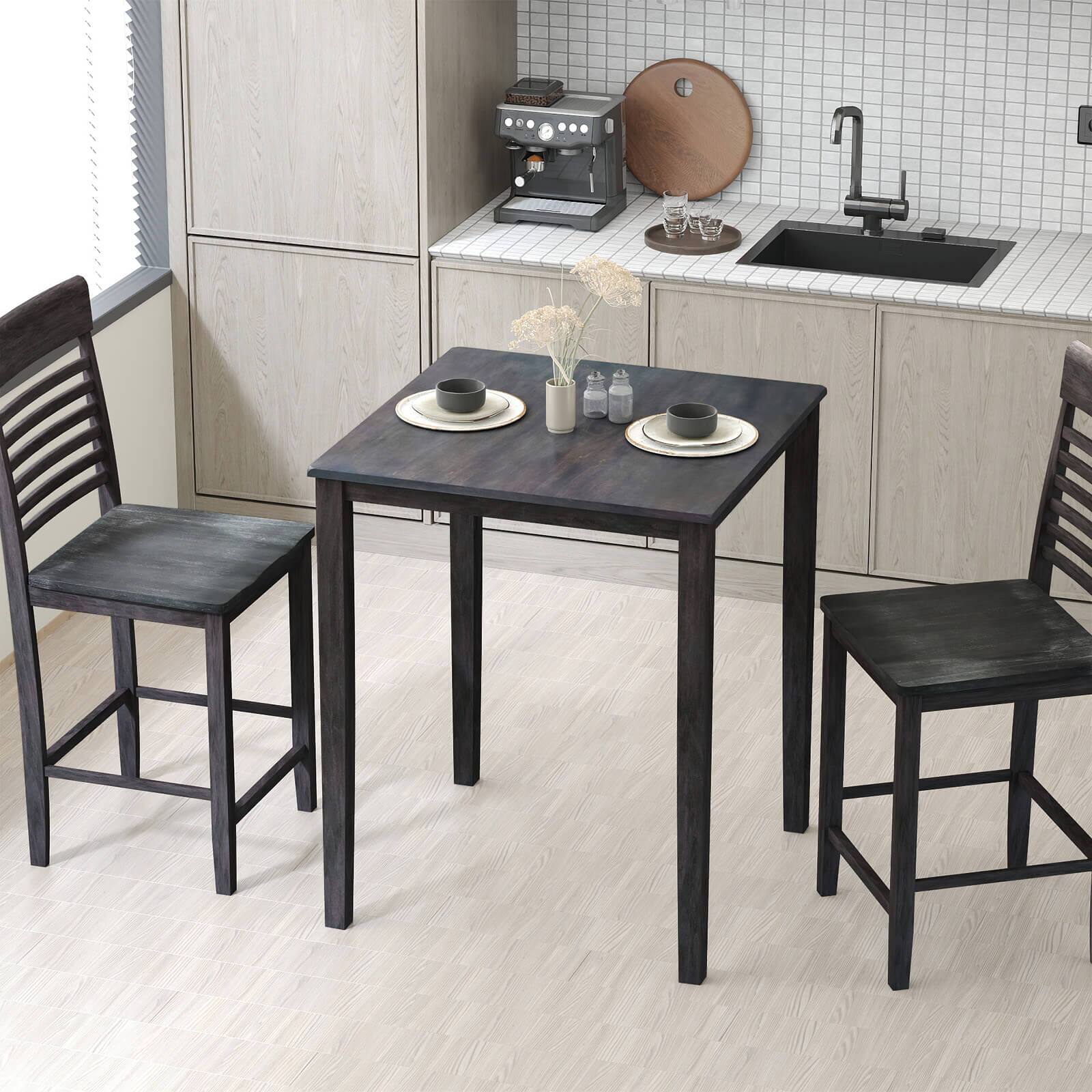 Alt View 4. Costway - Costway Square Dining Table for 4-Person with Solid Wood Frame for Dining Room - Gray.