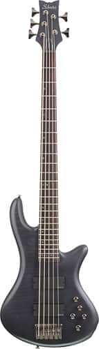 Front. Schecter - Stiletto Studio-5 5-String Full-Size Electric Bass Guitar - Black Satin.