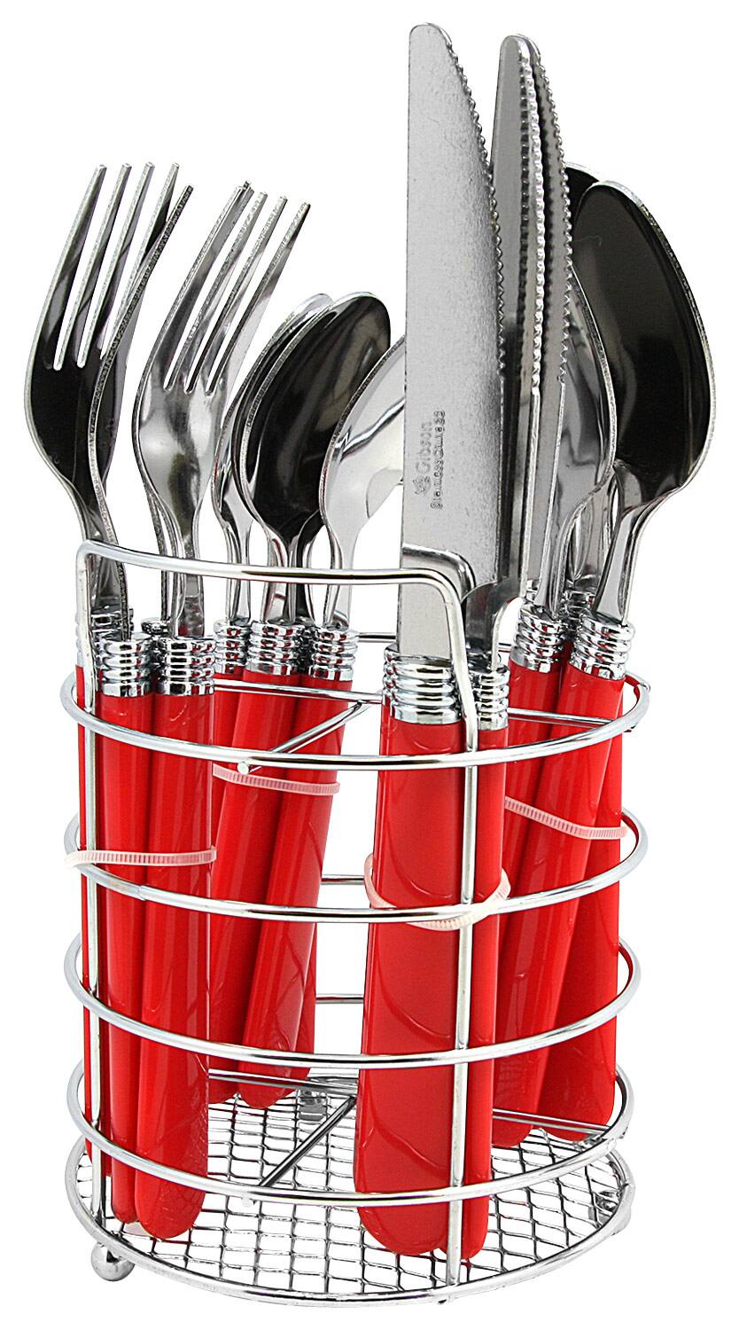 Angle. Gibson - Sensations II 16-Piece Flatware Set - Red.