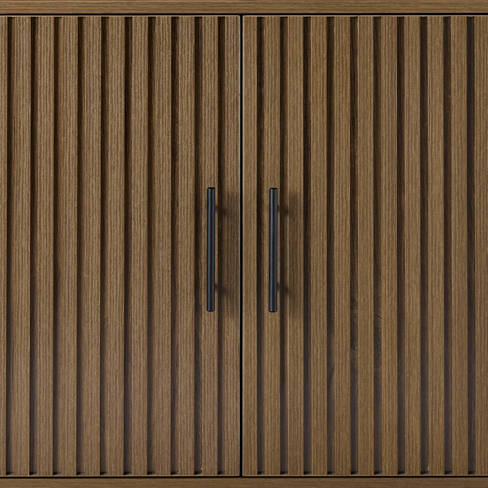 Alt View 3. Best Choice Products - Best Choice Products 2-Door Slatted   Storage Cabinet, Accent Furniture w/ Non-Scratch Foot Pads - Dark Brown - Dark Brown.