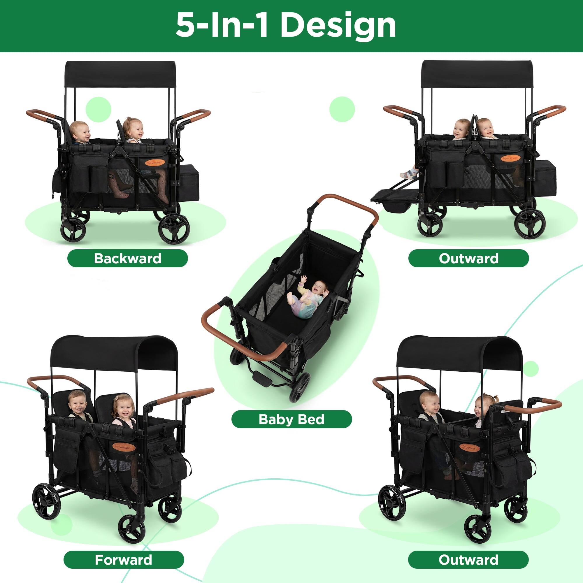 5-In-1 Design

- Backward
- Outward
- Baby Bed
- Forward
- Outward