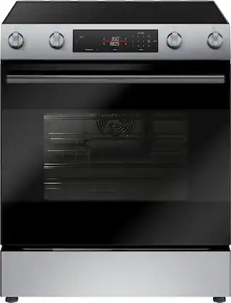 Bosch - 100 Series 5.8 Cu. Ft. Slide-In Electric Convection Range with Steam-Assist - Stainless Steel