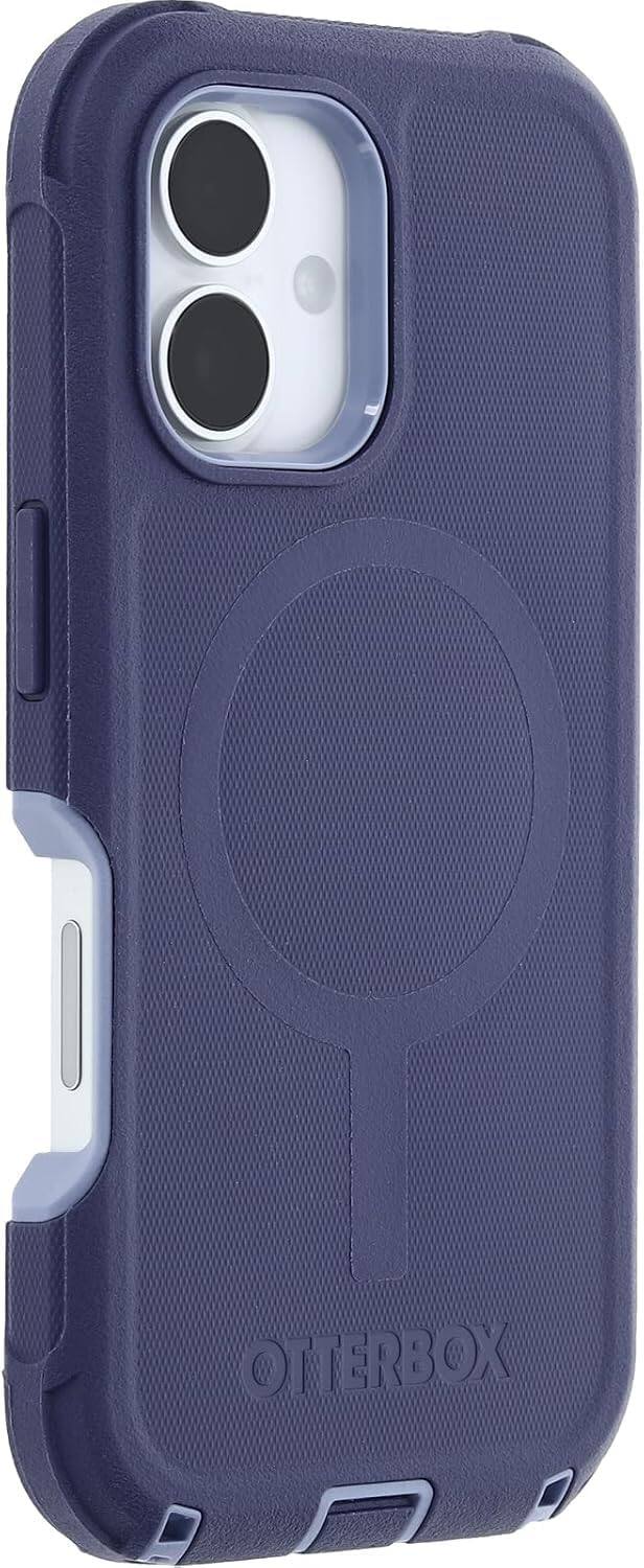 Alt View 2. OtterBox - OtterBox iPhone 16 (Only) - Defender Series Case - Holster Clip Included - Built-in Magnets - Rugged & Durable - Denver Dusk (Purple).