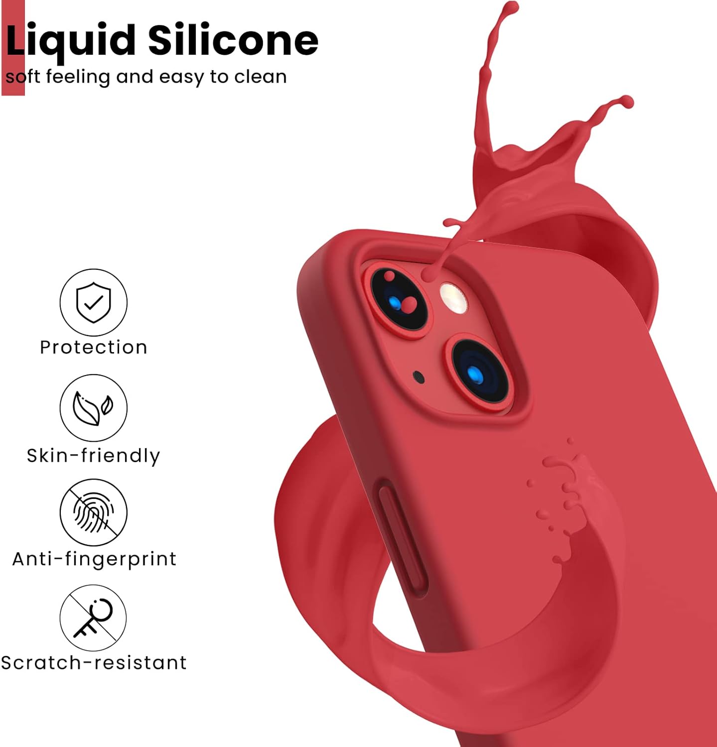 Liquid Silicone, soft feeling and easy to clean, Protection, Skin-friendly, Anti-fingerprint, Scratch-resistant