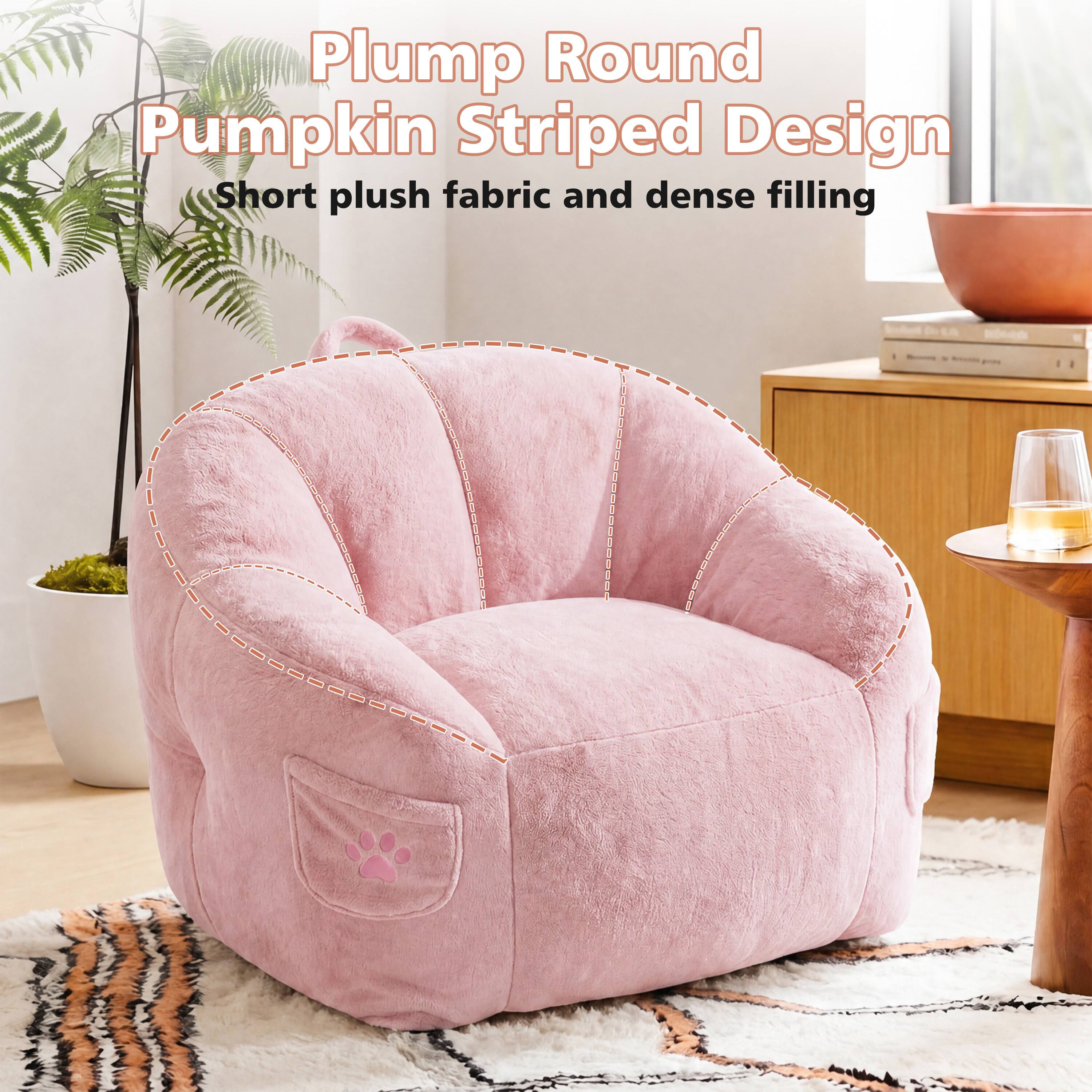 Plump Round Pumpkin Striped Design  
Short plush fabric and dense filling