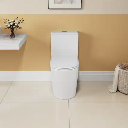 Front. Bothwa Home - T051 One‑Piece Elongated Modern Compact Design Toilet - White.
